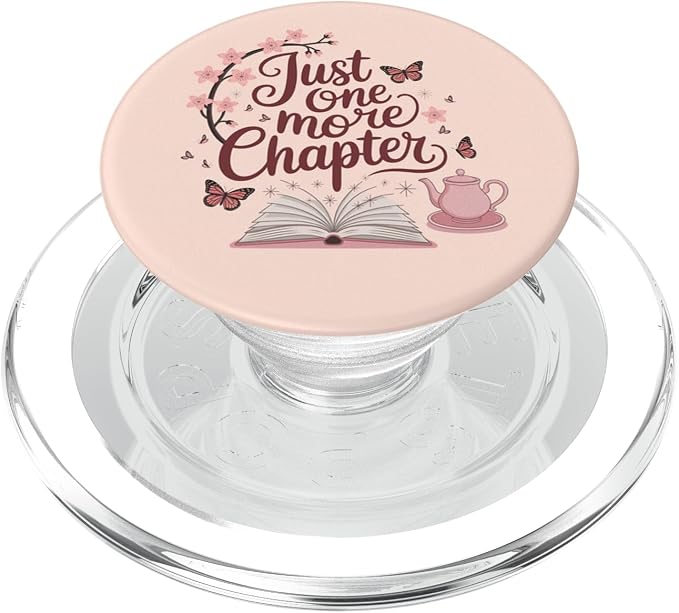 Just One More Chapter Book Lover Bookish Reading Light Pink PopSockets Adhesive PopGrip