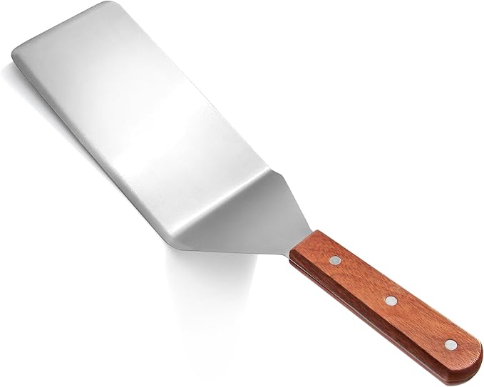 New Star Foodservice 16 Inch Extra Large Grill Turner, Stainless Steel Spatula with 4 Inch Wide Blade, Cutting Edge, and Wood Handle