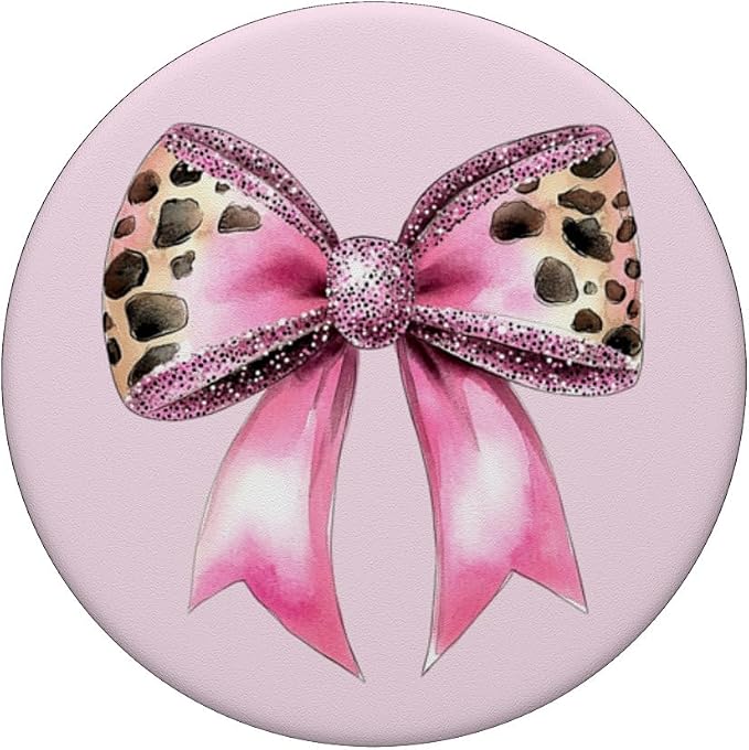 Bow Coquette Cute Pink Bows Aesthetic Hot Pink Leopard Print PopSockets PopGrip for MagSafe