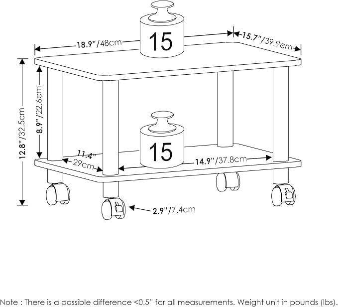 Furinno Turn-N-Tube 3-Tier Toolless Multipurpose Printer Stand Display Storage Shelf