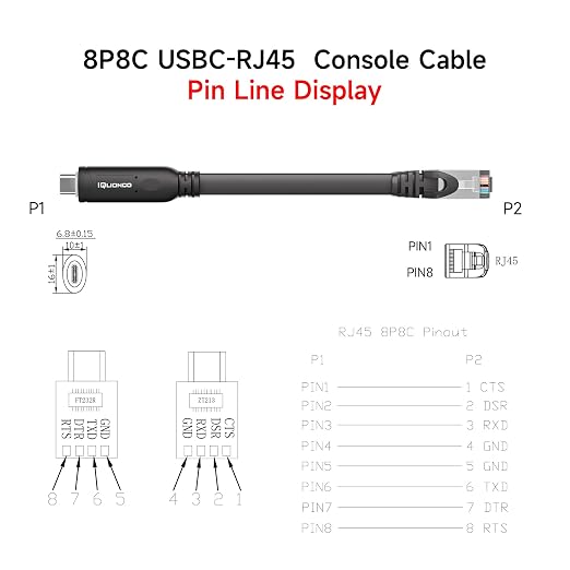 USB-C to RJ45 Console Cable Black - Cisco Certified FTDI Chip | Plug &amp Play for Routers/Switches (6ft) - NOT Ethernet!