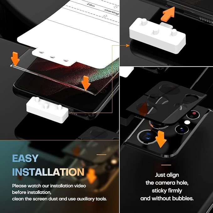 TAURI [Designed for Samsung Galaxy S21 Ultra 5G 2 Pack Flexible TPU Screen Protector + Camera Lens Protector Support Fingerprint Unlock Easy Installation Bubble Free]