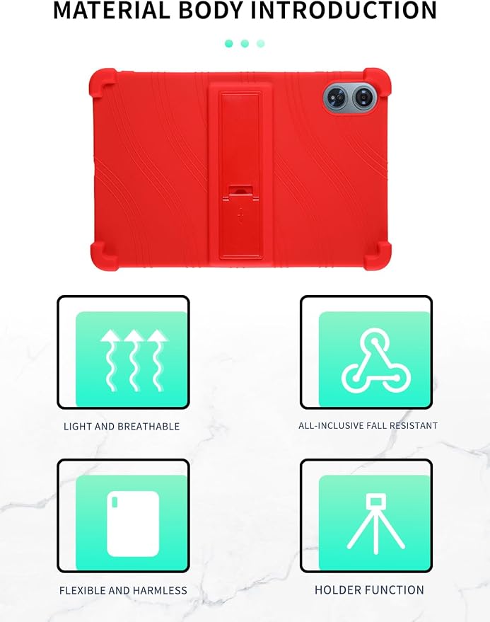 Case for Odea A12 Android 15 Tablets 12 Inch Tablet 2025- Soft Silicone Shock Proof Lightweight Stand Rubber Shell Protective CoverKids Friendly Soft Silicone Adjustable Stand CoverBlack
