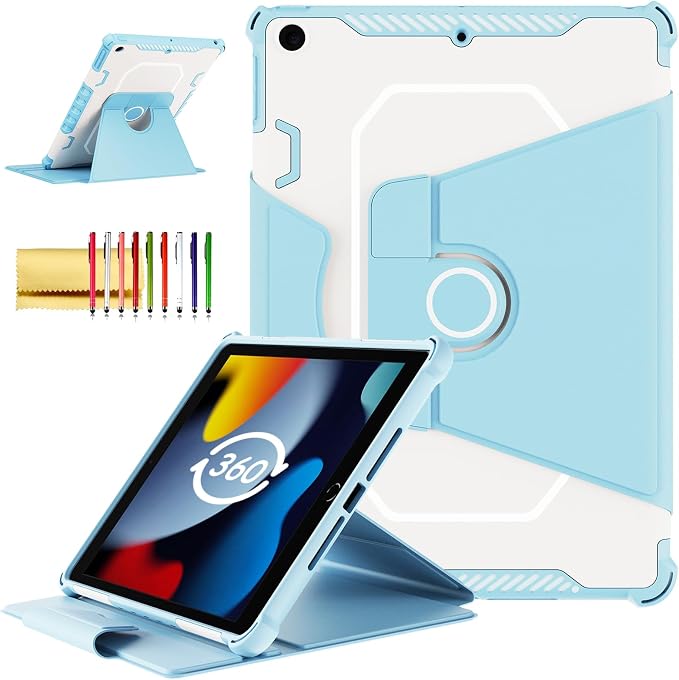 Kids Case for iPad Pro 11 M5/M4 &amp iPad Air 11 (2026/2025/2024) Shockproof Case with Pencil Holder Techcircle Light EVA Foam Handle Stand Bumper Protective Child Friendly Drop Proof Cover Black