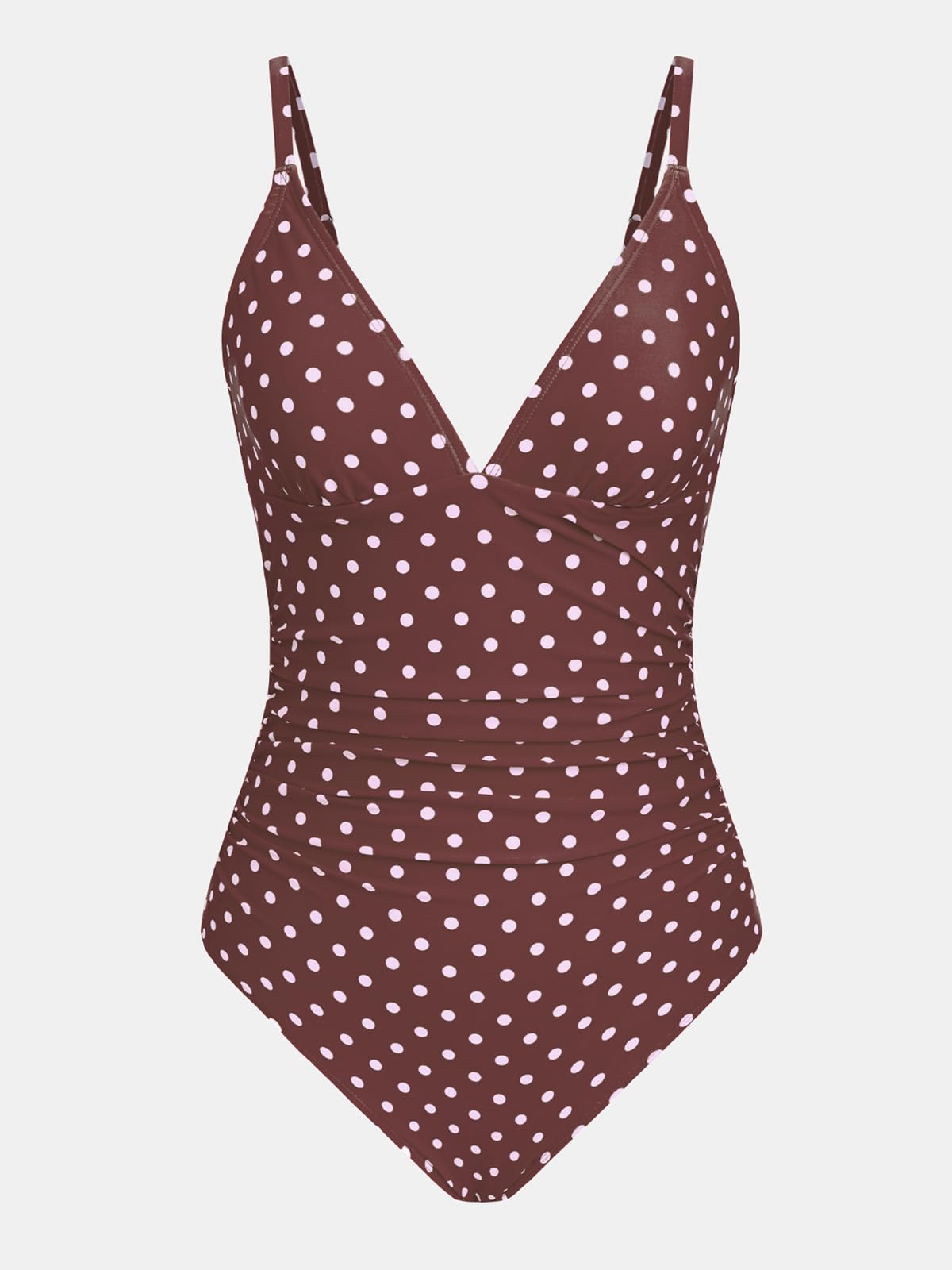 CUPSHE Women's One Piece Swimsuit Bathing Suit V Neck Ruched Adjustable Straps Spaghetti, XS