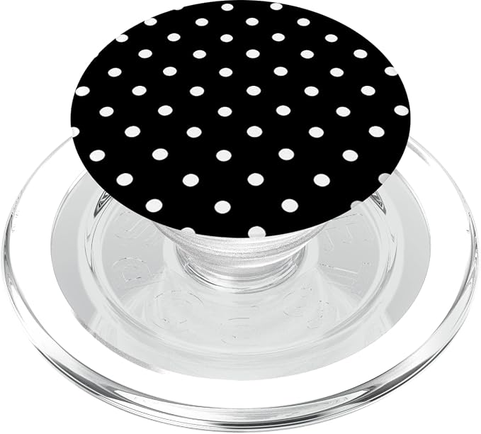 Black White Polka Dots Retro 70s 80s Classic Women Gift PopSockets Adhesive PopGrip
