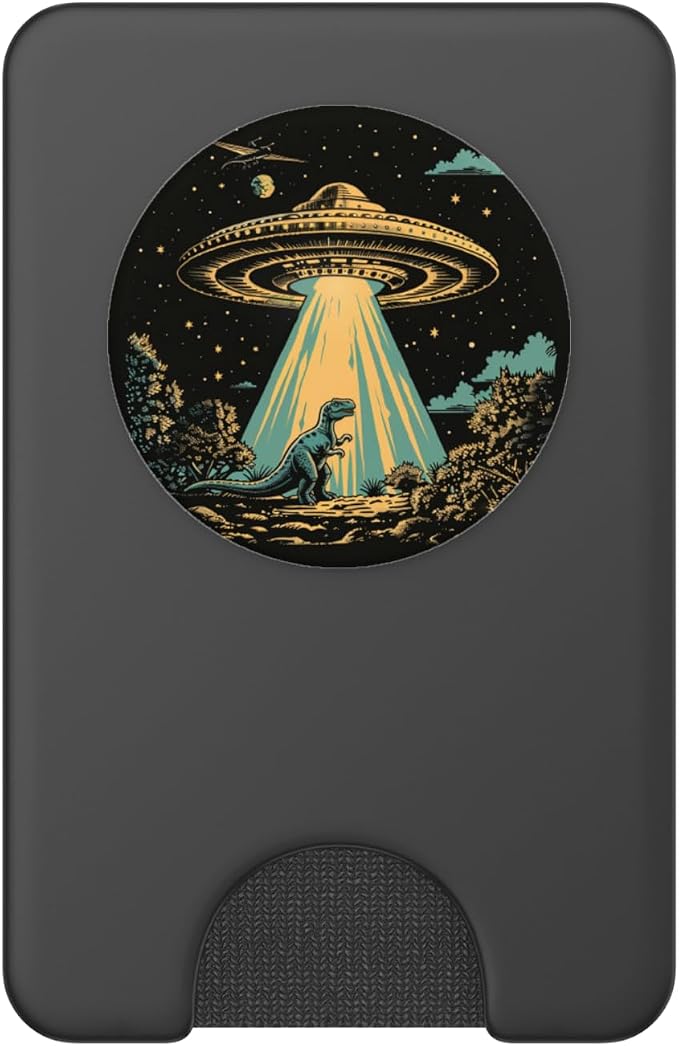 Alien Lover Flying Saucer UFO Abduction Dinosaur PopSockets Adhesive PopGrip