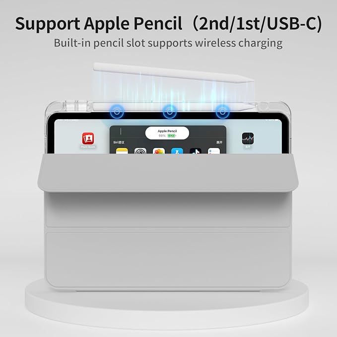 Clear Case for New iPad Pro 11 Inch Case M5/M4 2025/2024 (6th/5th Generation) Slim Shockproof TPU Cover with Pencil Holder Multi-Angle Stand &amp Auto Wake/Sleep (Black)