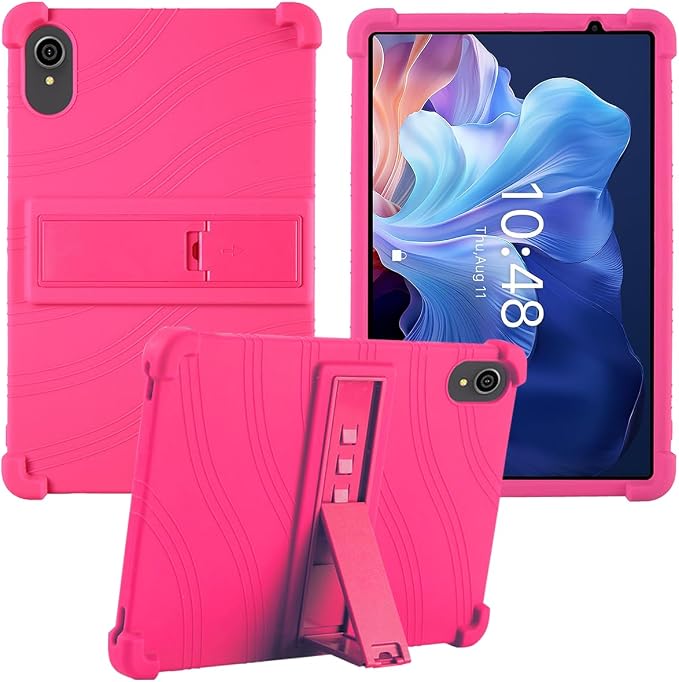 for ApoloSign EP103A 10.1 Tablet CaseBOVUGAC Soft Silicone Case Adjustable Stand Shockproof Kids Friendly (Black)