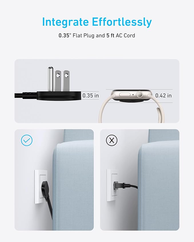 Anker Desktop Charger, 9-in-1 Power Strip with 300J Surge Protector, 5ft Flat Plug Extension Cord with Multiple Devices, 100W USB C Charger with 3 AC, 2 USB A, 4 USB C, Home Office, Desk Accessories