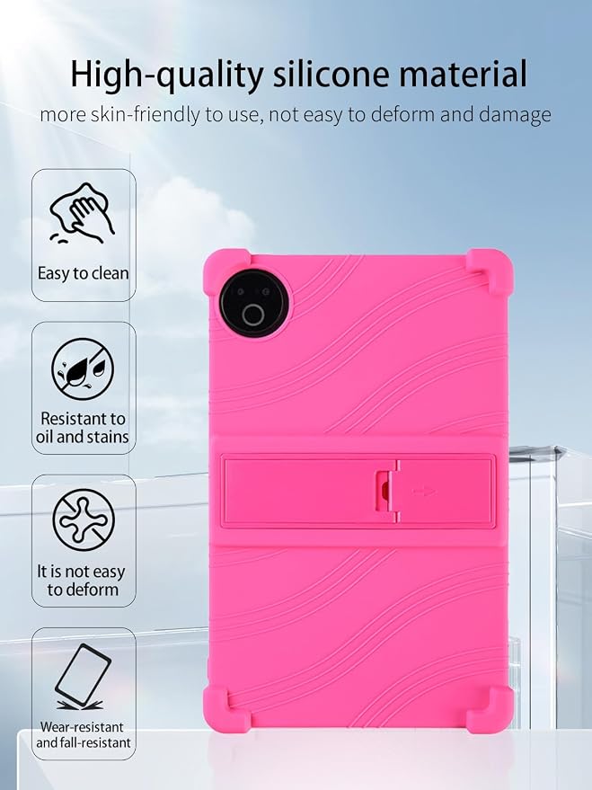 for Evermyth 10 Inch Android 15 OS GMS Certified Tablets CaseUYRUREL Soft Silicone Adjustable Stand Cover Lightweight Kids FriendlyBlack.