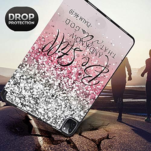 for iPad Pro 12.9 Case 4th Generation 2020 &amp 2018Pencil Holder Auto Sleep/Wake Back Smart Soft TPU Case Cover for iPad Pro 12.9 4th GenPink Bible Verse Psalm 46:10