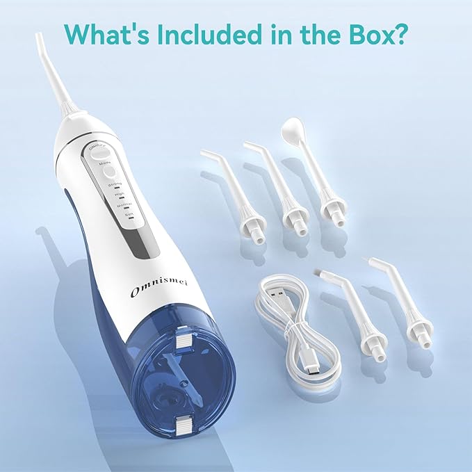 Water Dental Flossers for Teeth, 300ML Cordless Portable Electric Water Flosser, 4 Modes Oral Irrigator, Waterproof Rechargeable Water Floss for Deep Cleaning, Plaque Remover,Braces Home Travel Use