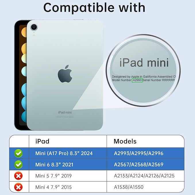 MoKo for iPad mini A17 Pro Case 8.3 Inch 2024 iPad mini 7th/6th Case 2021 | For iPad Mini Case with Pencil Holder Light Trifold Smart Protective Cover with Hard PC Translucent Back Shell Agave Gree