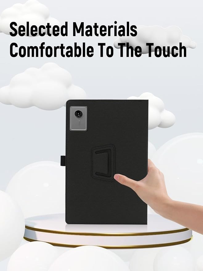 Case for Lenovo Idea Tab Plus 12.1 Inch Tablet 2025 (Black) | PU Leather Folding Cover with Pen Holder and Wrist Strap Business Travel Portable