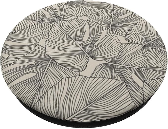Modern Minimalist Neutral Tropical Monstera Leaf Design PopSockets Adhesive PopGrip