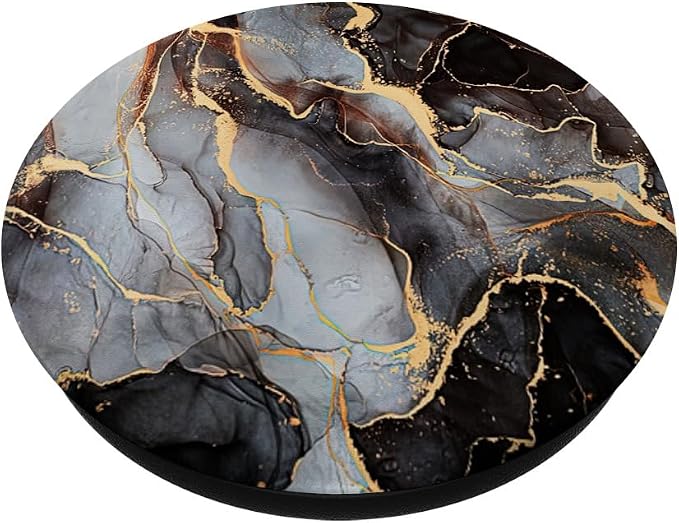 Black and White Faux Marble with Gold Accent Color PopSockets Adhesive PopGrip