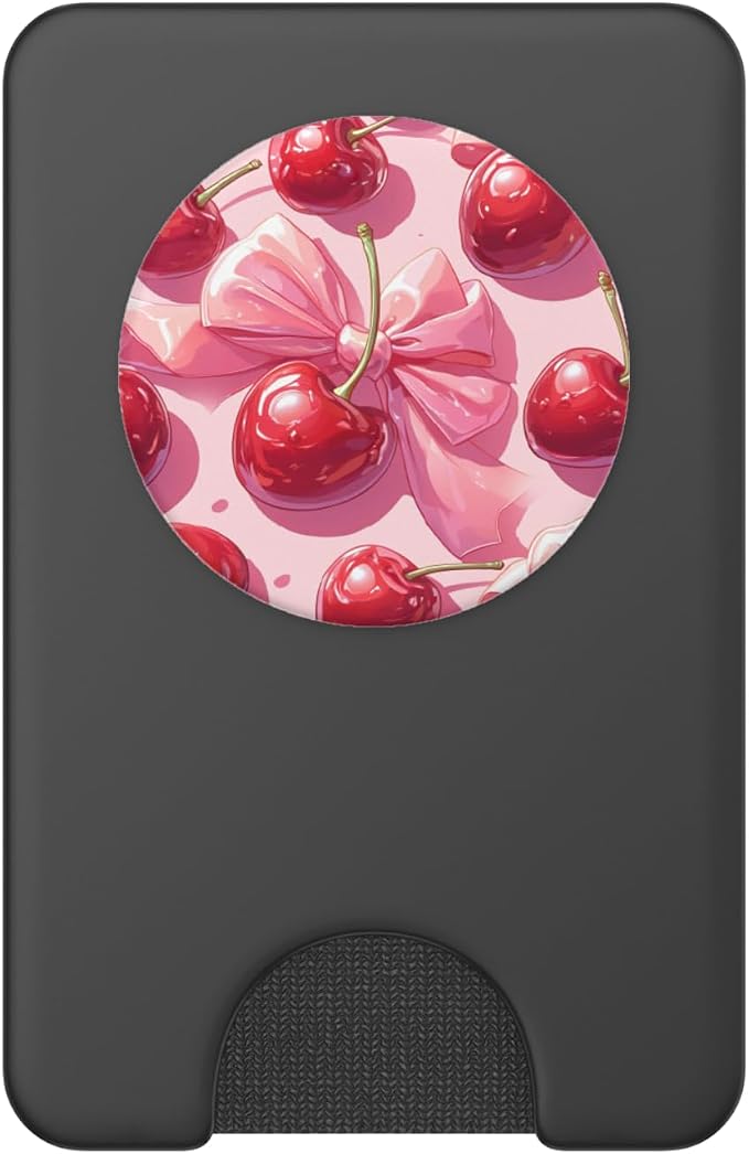 Coquette Cherry Pink Bow Cherry Lover Fruit PopSockets PopWallet for MagSafe