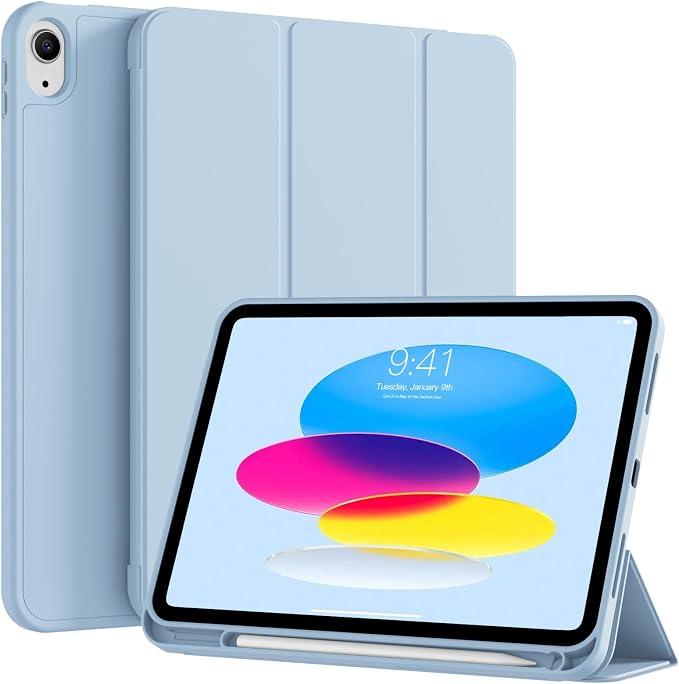 Case for iPad A16 11th/10th Generation 11 Inch/10.9 Inch Black | a16 ipad case with Pencil Holder Slim Trifold Stand Smart Cover and Soft TPU Back Auto Wake/Sleep 2022/2025