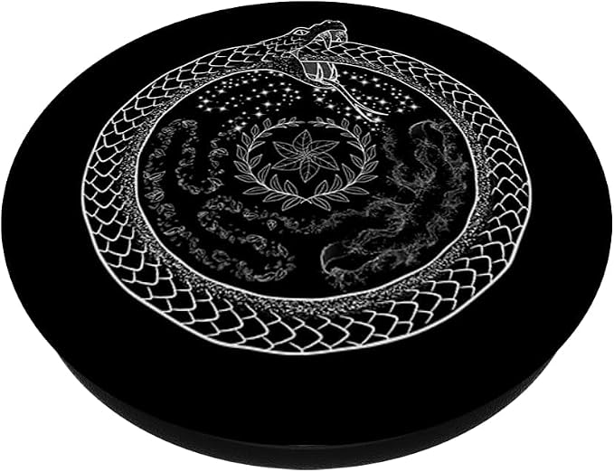 The Ghoulish Garb Hecate's Wheel Ouroboros Goddess of Witchcraft PopSocket Adhesive Phone Grip for Smartphones (iOS and Android) - Black