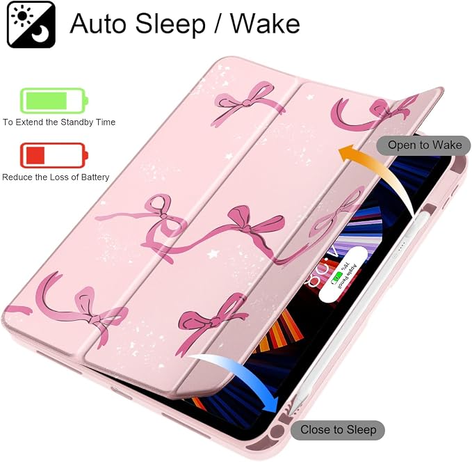 Tuiklol Case for iPad Air 11 Inch M4 2026 / Air 11 Inch M3 2025 / Air 11 Inch M2 2024 / iPad Air 10.9 Inch 2022 2020 Buit in Pencil Holder with Shockproof Cover Clear Transparent Back Black Flower