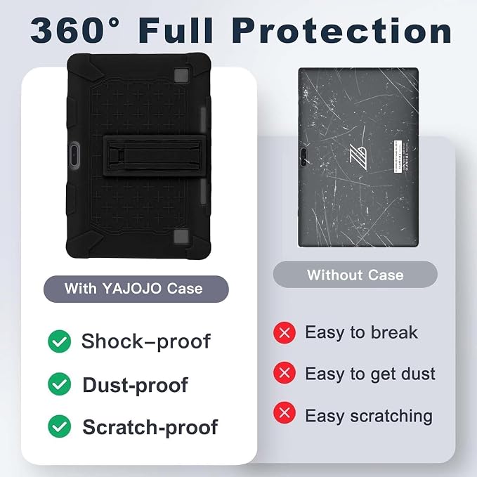 Case for ZZB ZB10 / JUNYANG Tablet 10.1 inchSoft Silicone Protector CoverKids FriendlyAdjustable Stand Tablet Cover4 Corners Thicken ShockproofBlack
