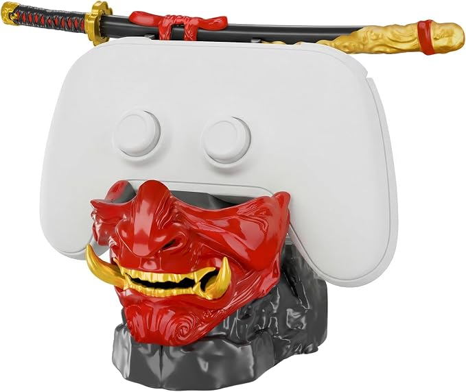 NiHome Samurai Warrior Mask Gaming Controller Holder Stand for PS5 Xbox Switch &amp Headsets Handcrafted Resin Sculpture Desktop Display Organizer for Gamers Multi-Device Charging Dock for Smartpho