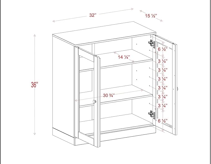 Palace Imports Solid Wood Bookcase - Floor Standing Bookshelf - 32” W - Display Furniture, Renewable 100% Eco-Friendly Wood, Made in Brazil (Beige, Clear Glass Doors | 3-Shelf Short Bookcase)