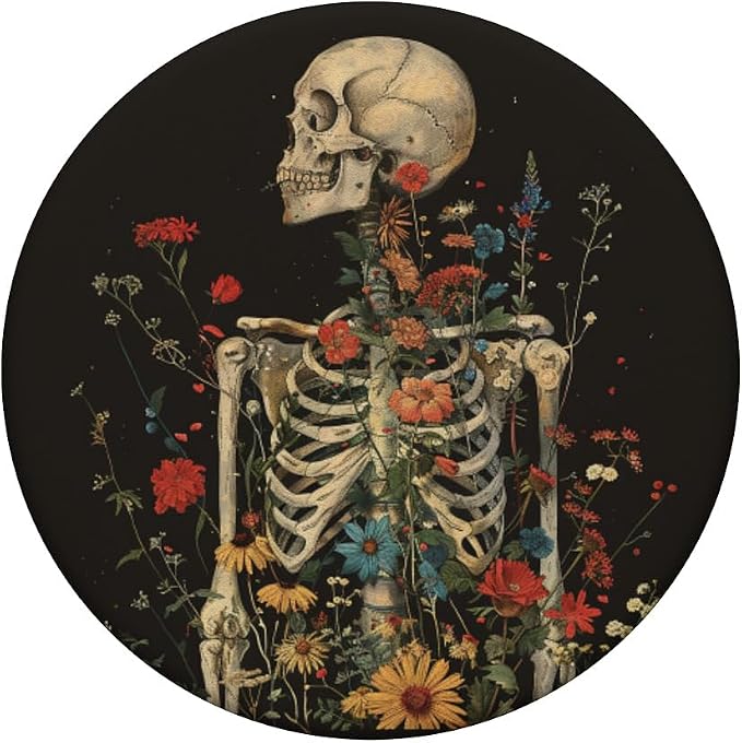 Skeleton Skull Dark Nu Goth Pastel Goth Aesthetic Flower PopSockets Adhesive PopGrip