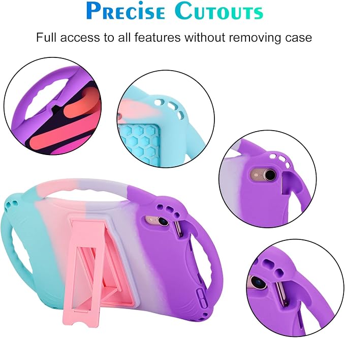 TopEsct Kids Case for iPad mini 7 (A17 Pro) 2024 /iPad Mini6 2021 Shockproof Silicone Cover with Handle Stand for 8.3 iPad mini 6th/7th GenBlue