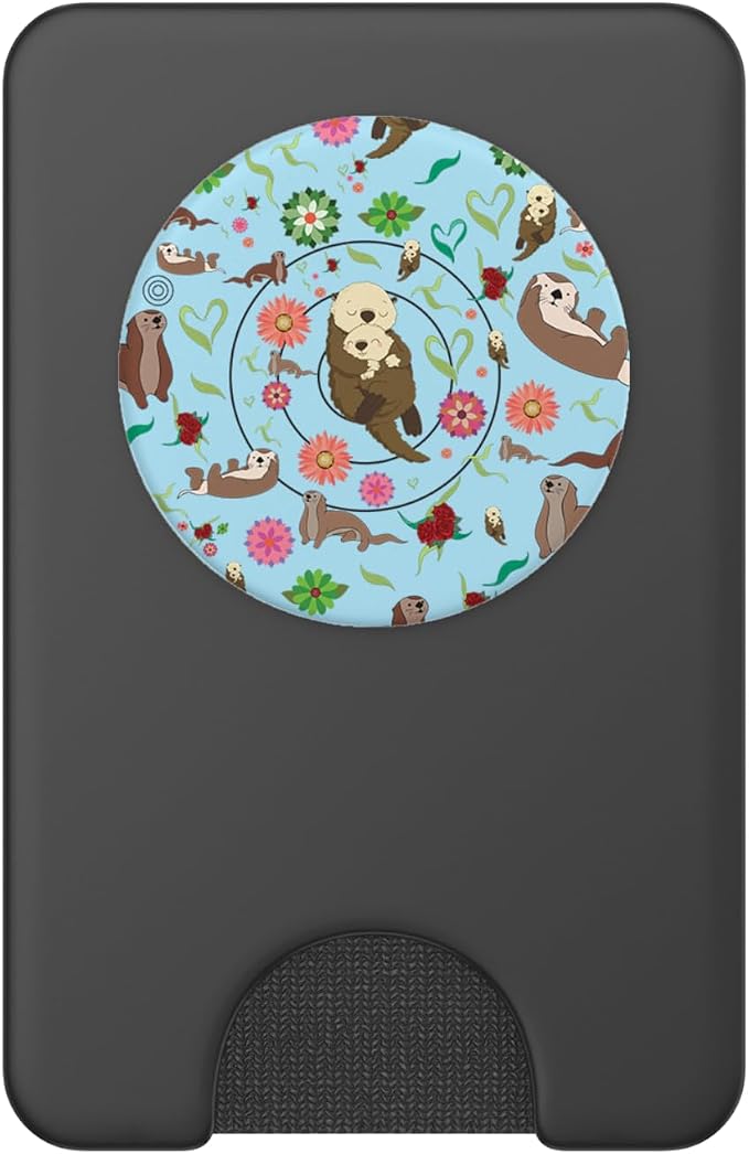 Sea Otters pattern in blue amazing sea otters Art Men Women PopSockets Adhesive PopGrip