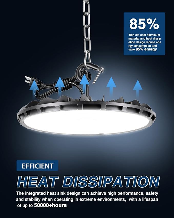 150W 10 Pack UFO LED High Bay Light, High Bay LED Shop Lights for Warehouse Workshop, 16,500LM, 5000K Daylight, Highbay LED Shop Lights Plug & Play, IP65 Waterproof UL Listed
