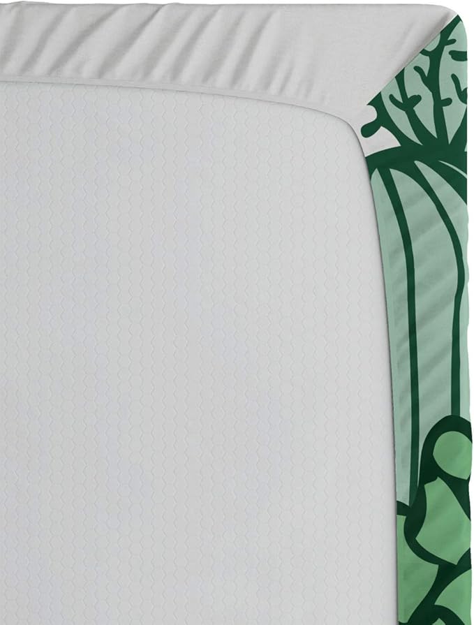Ambesonne Cactus 2 Pack Fitted Sheet, Arizona Doodle Desert, Bed Cover All-Round Elastic Deep Pockets 2 Pieces, Package Contains 2 Queen Size Fitted Sheets, Green Pale Green Seafoam