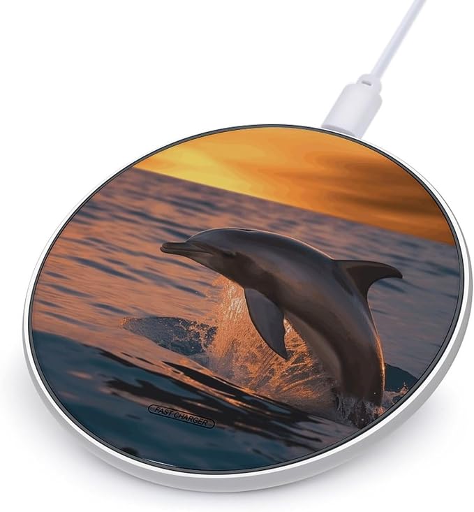 Dusk Dolphin Wireless Charger Fast Charging Pad | Anti-Slip Qi Certified Wireless Charging Pad for All Phones with Wireless Charging Function for Home Office Travel