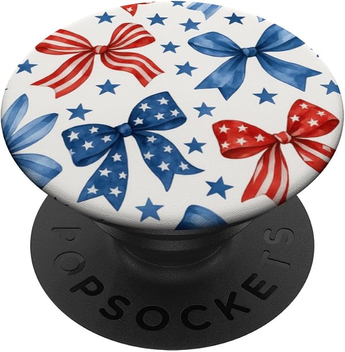4th of July Red White Blue Bows and Stars PopSockets Adhesive PopGrip