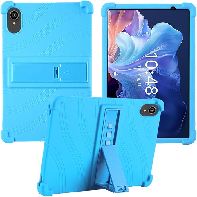for ApoloSign EP103A 10.1 Tablet CaseBOVUGAC Soft Silicone Case Adjustable Stand Shockproof Kids Friendly (Black)
