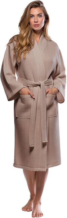 Turquaz Lightweight Full-Length Robes For Women Waffle Kimono Bathrobe - Soft, Fast-Drying, Long-Lasting Cotton Blend Unisex