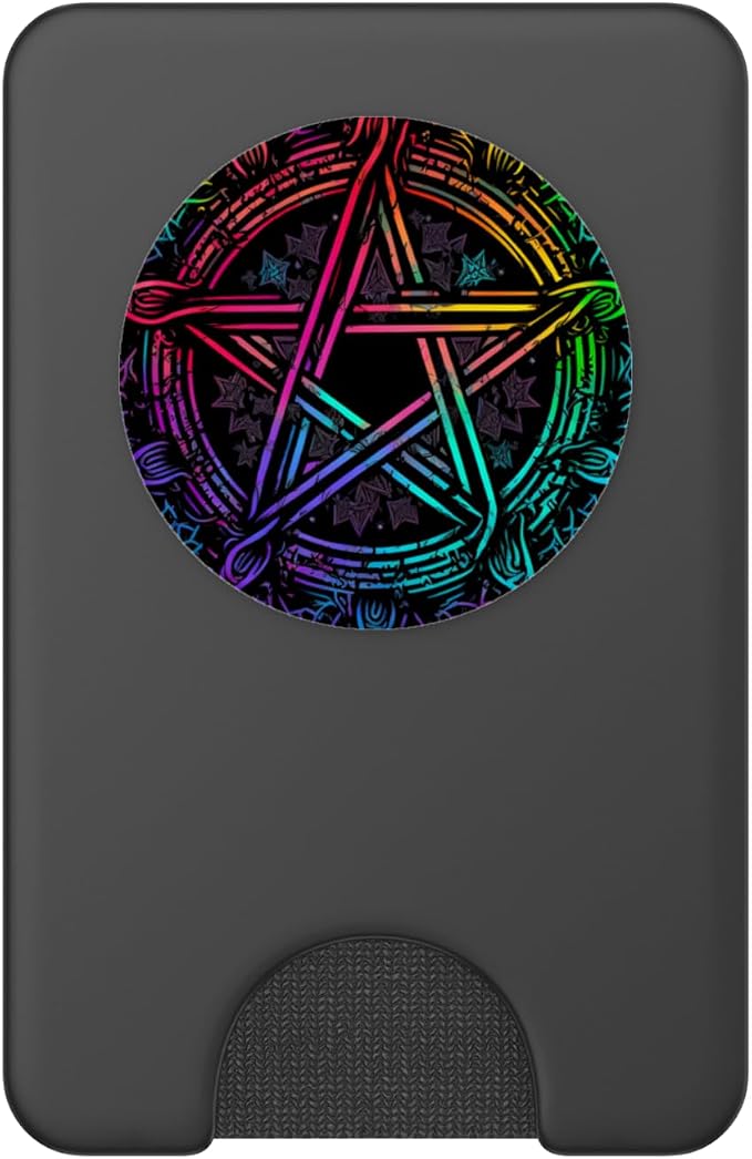 LGBTQ Gay Wiccan Rainbow Pentagram PopSockets Adhesive PopGrip