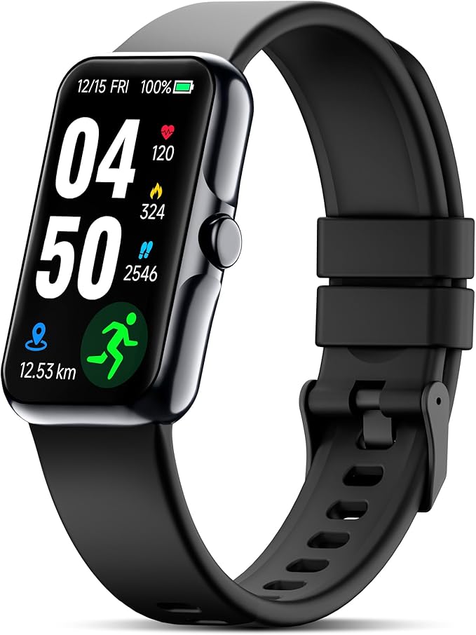 JYUAJOI Fitness Tracker with 24/7 Continuous Heart Rate, Blood Oxygen Monitor, Smart Watch with Sleep Monitor, IP68 Waterproof Activity Tracker Step Counter for Women Men (Black)