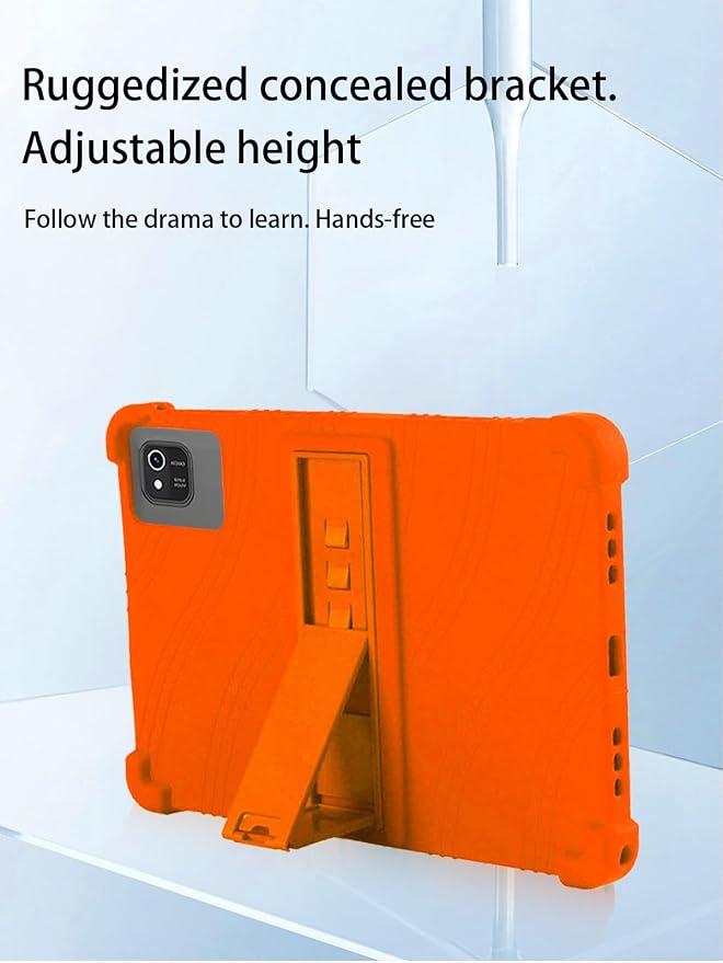 for kelankeke K10 Android 10-Inch TabletUYRUREL Skin-Friendly Soft Silicone Protective CaseFull Protection Against Drops and Scratcheswith Adjustable Viewing StandBlack.