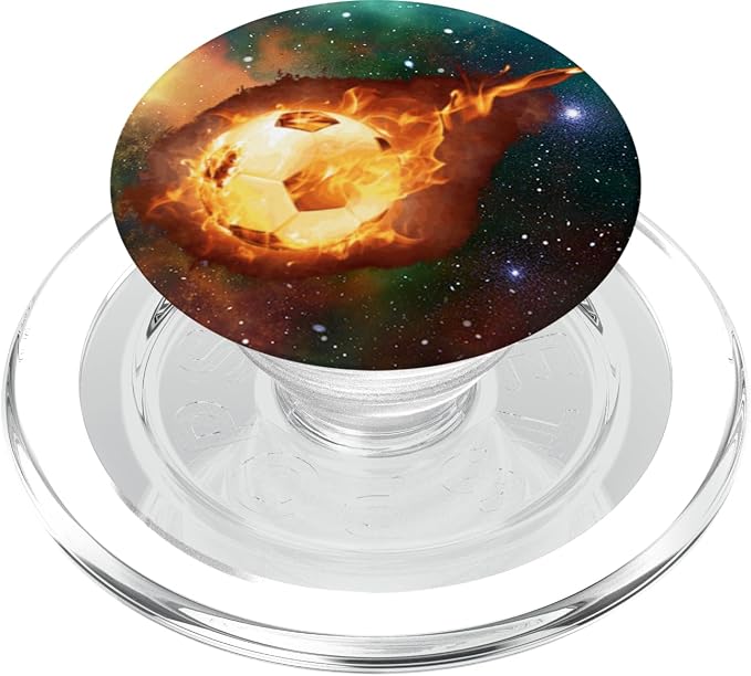 Galaxy Soccer Ball Pop Socket - Flaming Soccer Bal Futbol PopSockets Adhesive PopGrip