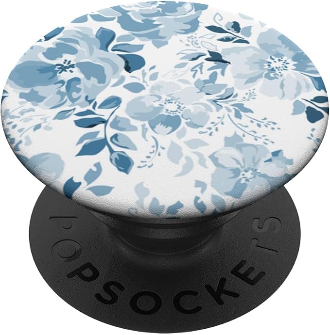 Light Blue Floral Flowers Country Vintage Antique PopSockets Adhesive PopGrip