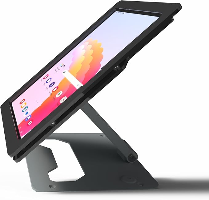 Anti-Theft Acrylic Case with EZ Foldable Aluminum Desktop Stand for Samsung Galaxy TAB Tablets (Black TAB A8 10.5)