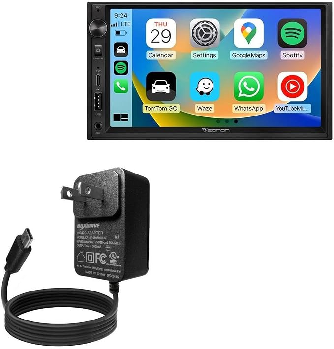 BoxWave Charger Compatible with Eonon X3 QLED Linux Double Din Car Stereo (7 in) - Wall Charger Direct (15W) Rapid Charge Your Device with Built-in 3ft Cable