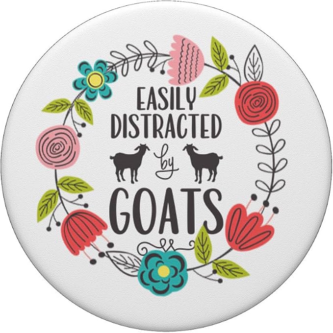 Cute Easily Distracted By Goats Spring Floral Wreath White PopSockets Adhesive PopGrip