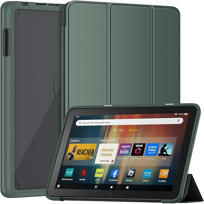 Sanyetral Tablet Protective Case with Auto Wake/Sleep Incompatible with TCL Remarkable -Dark Green