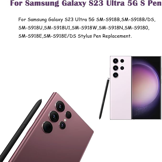 2 Pcs Galaxy S23 Ultra S Pen Replacement for Samsung Galaxy S23 Ultra 5G S Pen WithoutBluetoothAll Versions Touch Pen Stylus Pen (Black)
