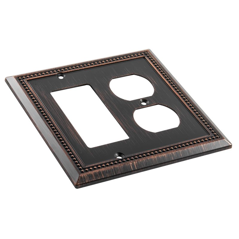 Henne Bery Sunken Pearls Heavy Duty Decorative Wall Plate Switch Plate Outlet Cover (Decorator/Duplex, Aged Bronze)