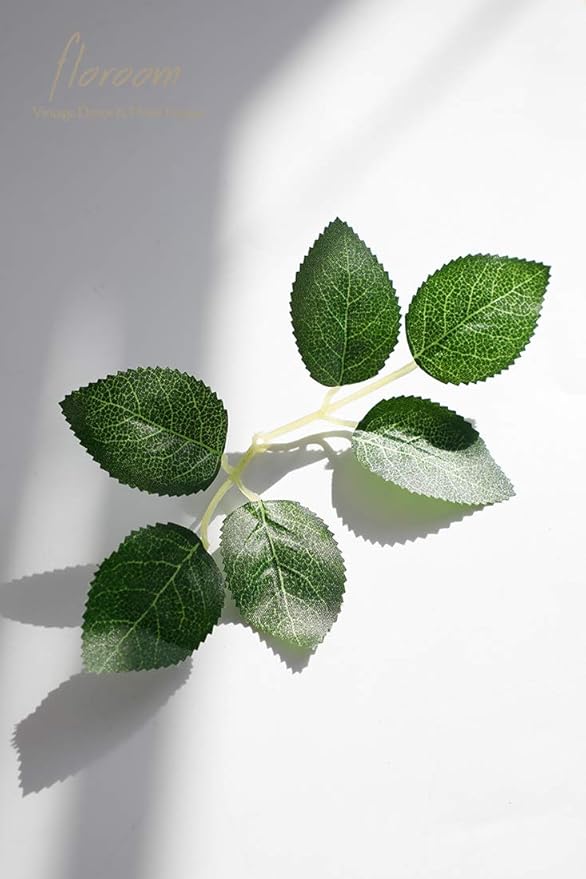 Floroom Artificial Green Leaves 35pcs Bulk Faux Silk Greenery Fake Rose Flower Leaves for DIY Wedding Bouquets Bridal Shower Centerpieces Home Decorations