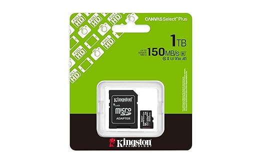 Kingston 1TB Canvas Select Plus microSD Card | Up to 150MB/s | Class 10, UHS-I, U1, V30, A1 | SDCS3/1TB